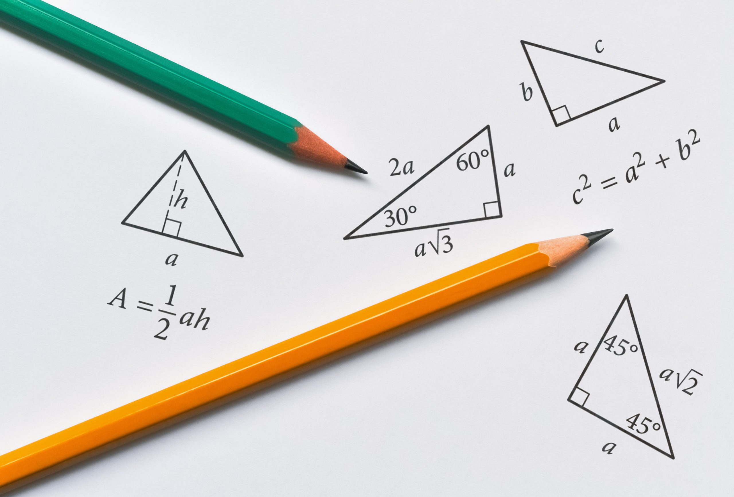 Pencils and triangles with some of their properties on bright background