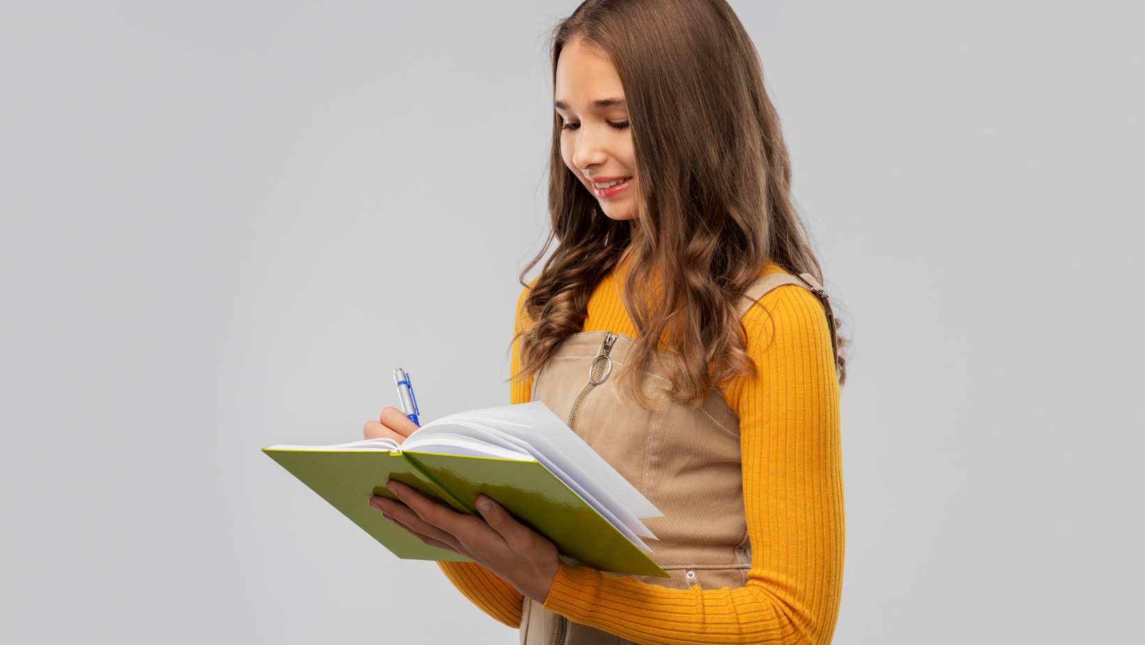 Teenage learner studying