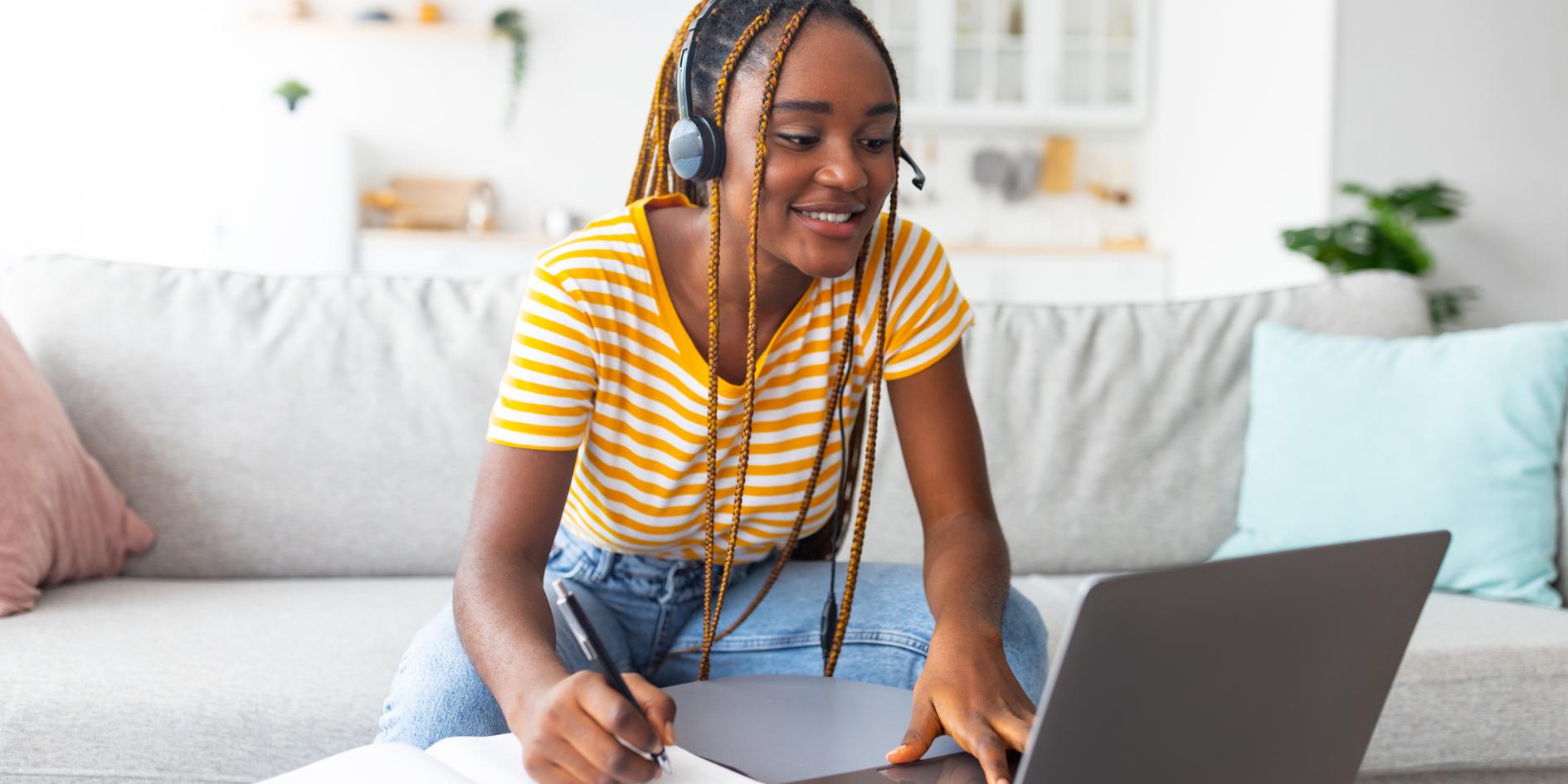 Teen learner attending an online maths lesson